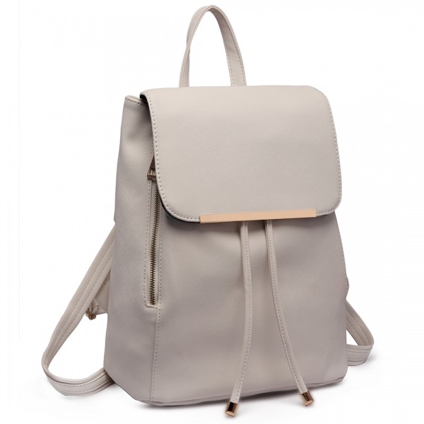 E1669 - Miss Lulu Kunstleder Stilvolle Mode Rucksack - Hellgrau